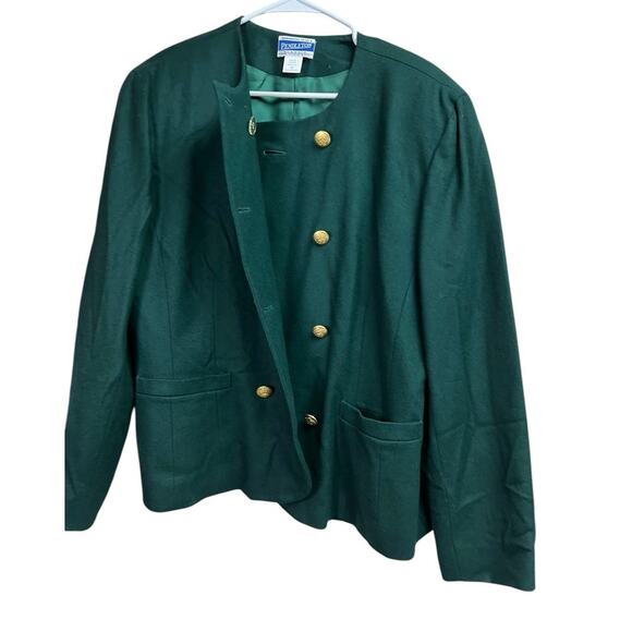 Pendleton Women's Double Breasted Green Wool Collarless Jacket Size 18 - Picture 9 of 11